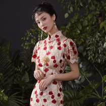  Master Hibiscus slim-fit temperament improved cheongsam small bride young spring toast dress girl dress