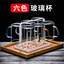 Glass household belt clear simple Milk Cup Living Room large capacity drinking cup high temperature resistant tea cup set