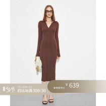 Z boss careful with machine design feel wool one-piece dress woman swarm up for commute sexy retro style dress lady