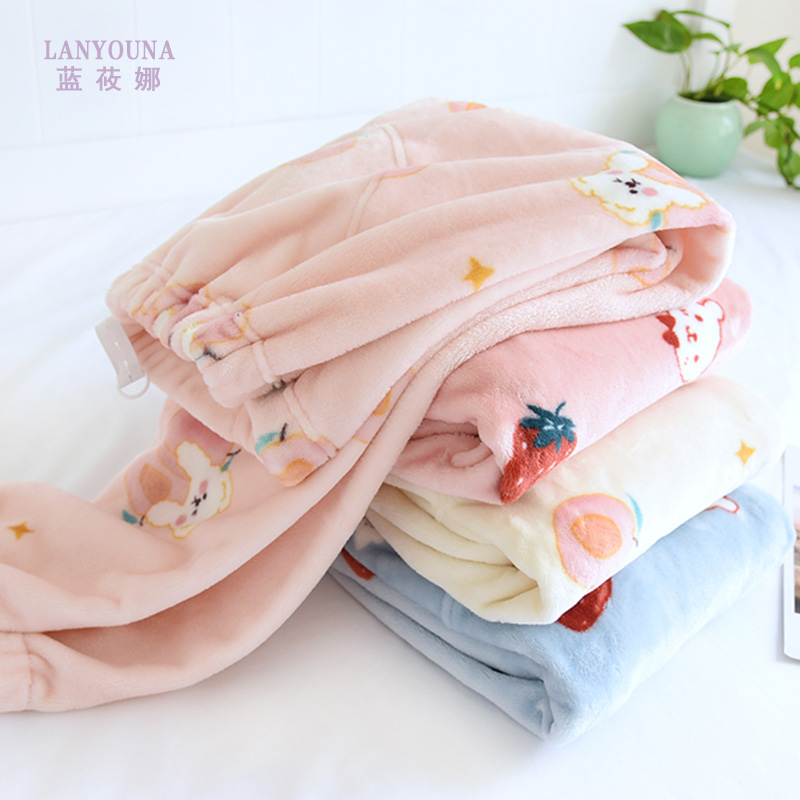 Pregnant Woman Sleeping Pants Winter Maternal Thickening Plus Suede Warm Outside Wearing Coral Suede Belly Pants Gestation Loose Home Pants Woman