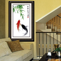 Mona Lisa printed cross embroidered year with new line embroidered carp picture minimalist living-room Bedroom slightly simple