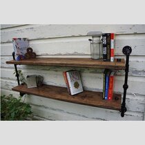 American loft style retro industrial pipe bookshelf decorative rack solid wood laminate shelf rack wall rack wall hanging