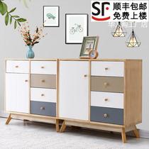 Nordic bucket cabinet Simple modern bedroom cabinet Living room chest of drawers Solid wood storage low cabinet Drawer storage white cabinet