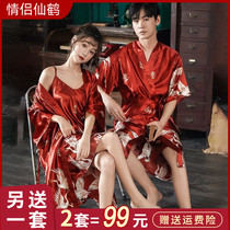 Couples pyjamas dress a man and woman Summer style 2021 new spring and autumn red wedding newlyweds bridal gown