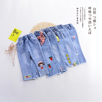 Spring and autumn new children Korean version jeans female baby washed soft jeans 1-2-3 years old slim trousers