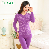 AB Underwear Autumn Winter Medium Thick Stretch Cotton Jacquard Lady Round Collar Warm Autumn Clothes Autumn Pants Underwear suits 8800