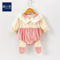 Net red baby one-piece clothes little fresh INS Wind female baby Harsuit suit newborn full moon Princess climbing suit Autumn 3