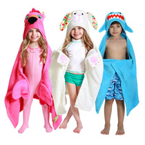 American Zoocchini children cotton bath towel cloak with hat cartoon shape baby baby absorbent bath towel