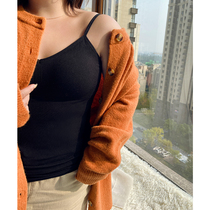 In autumn and winter take a base warm vest without rims with chest pads suspenders underwear one-piece no-wear bra