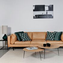 Nordic light luxury imported all leather down soft sofa trio first layer cowhide retro industrial style leather sofa