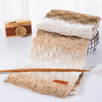 Woven scarf hand-woven to send male girlfriend cake coarse wool ball dyed gradient cotton material bag