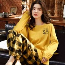 Pajamas female spring and autumn students Korean version of cute thin summer long-sleeved suit fresh and sweet large size casual home clothes