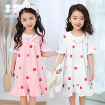 Girls Short Sleepy Sleepy Spring and Summer Pure Cotton Childrens Pajamas Little Girl Summer Bottom Pajamas Princess Papaya