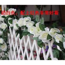 True European new rose rattan wall-mounted pipe living room ceiling decoration vine rattan fake flowers 16 white