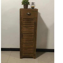 Vintage American pure solid wood shoe cabinet Balcony door living room Economical household breathable sunscreen entrance cabinet