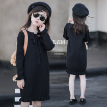 Girls sweater dress 2021 autumn winter dress children Korean version of Little Girl foreign-Air knit princess skirt parent-child dress