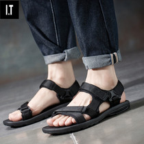 Hong Kong Tides Sandals Sandals Men 2021 Summer Soft Bottom Beach Shoes Romane Korean version Leisure students Outdoor sandals