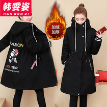  Plus velvet cotton coat girls  winter clothes 2021 new junior high school and high school students loose medium and long lambskin quilted jacket jacket