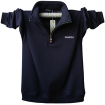 Winter mens sweater plus velvet thickened warm autumn winter high neck collar middle-aged fat plus size sports shirt