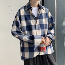 Plaid long sleeve shirt men Korean version of the trend handsome Joker shirt autumn new art fan casual loose jacket