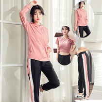 Spring and summer yoga clothing female Korean version loose running sports three-piece fitness clothing beginner professional high-end fashion