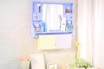 Small apartment bathroom mirror Bathroom wall-mounted mirror with shelf Toilet wash and make-up mirror Excellent