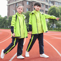 Primary school childrens submachine clothing Three sets of winter models Childrens green class to be taken into the garden Winter Kindergarten Garden Suit Winter Suits