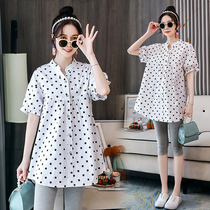 Maternity dress summer suit fashion top clothes 2021 age-reducing foreign style summer loose short-sleeved t-shirt medium-long section