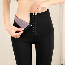 Punching pants female in autumn and winter wear plug thicker high waist and thin black nine tight waist to keep warm yoga feet