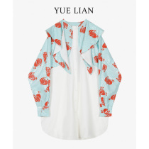 (Hong Kong designer brand) dark pattern jacquard stitching dress New irregular shirt dress female senior sense