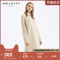 Cashmere wool blend MECITY women autumn temperament semi-high neck base shirt woolen dress