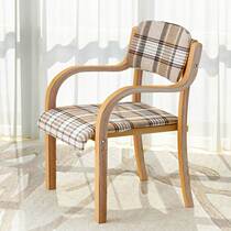 Home Najia Solid Wood Dining Chair Wood Chairs Restaurant Dining Table Chairs With Armrests Computer Chair Plaid