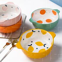Ink single soup bowl Oversized binaural household soup bowl Ceramic creative cute big bowl personality bowl instant noodles tableware