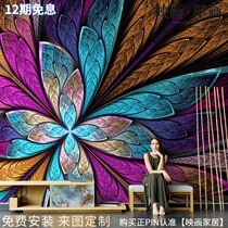 Nordic abstract retro beautiful light luxury geometric wallpaper living room TV background wallpaper seamless custom mural wall cloth