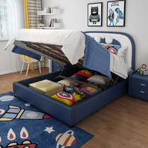 Creative childrens bed fashion with storage Boy Blue and White 1 5 m youth small apartment personality cartoon bed