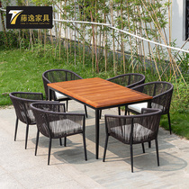 Outdoor modern simple casual balcony table and chair three-piece combination outdoor creative rattan chair small coffee table back chair