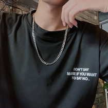 European and American titanium steel metal necklace 2021 new female lukewarm wind small crowdsourced design Ins hip hop titanium steel vegetarian chain