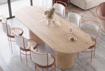  Nordic solid wood desk High-quality logs Simple modern elliptical conference table Tea table Reception negotiation table Long table