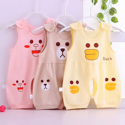 纯棉夏季婴儿连体无袖哈衣