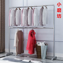 Clothes rack Floor-to-ceiling clothes rack indoor clothes rack indoor clothes bar galvanized steel pipe drying rack double-layer floor rack single