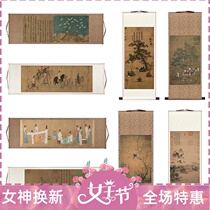 Listening to the picture of the violin painting scroll country painting Ruiheu Chinese style book house living room Xuanguan decoration painting antique calligraphy and painting