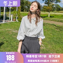 Scai 2021 spring new boyfriend wind handsome loose long shirt long sleeve white shirt female Korean simple