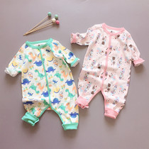 Baby jumpsuit female baby spring and autumn 6 cotton thin 1 long sleeve pajamas 3 months 9 male ha clothes newborn clothes