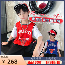 Boy short sleeve suit 2022 new summer clothes handsome children CUHK Tong speed dry clothes basketball clothes Summer sports boys