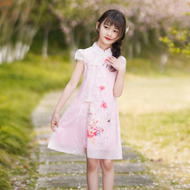 Next win girls cheongsam summer 2022 new vintage Chinoiserie childrens improved dress thin Tang dress