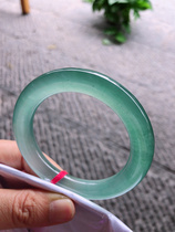 Myanmar Laokeng A goods floating flower jade bracelet high ice species wood that material snow cotton round strip clear water blue bottom jade bracelet