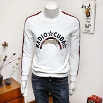 2022 New mens long sleeves Bottoms Shirts Autumn winter style Velvet Striped Embroidery Trend with a white T-shirt