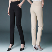 2021 Spring Summer High Waist 90% Pants Woman Middle Aged Casual Pants Mom Women Pants Big Code Elastic Straight Drum Pants Women Long Pants