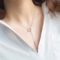 Love Rocky s925 silver necklace female Korean fashion temperament ring one-button chain simple long choker