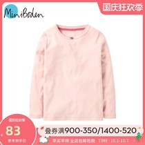 MiniBodenT shirt soft solid color round neck lace decoration long sleeve simple and comfortable British direct childrens clothing